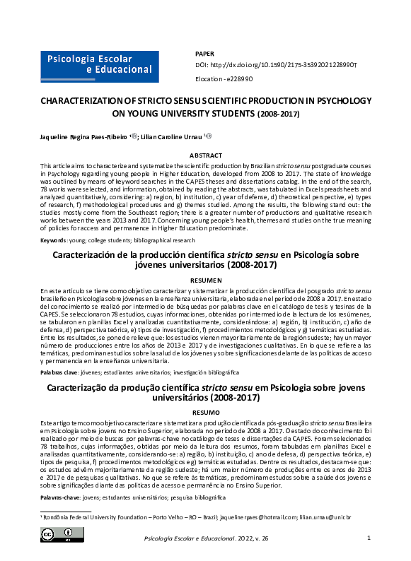 (PDF) Characterization of Stricto Sensu Scientific Production in ...