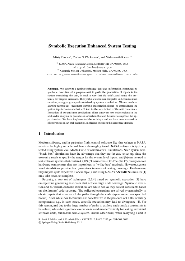 (PDF) Symbolic Execution Enhanced System Testing