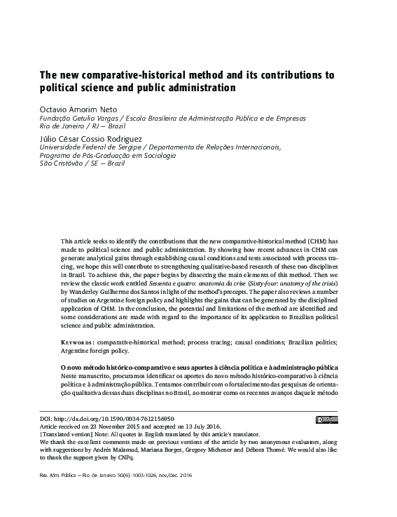 (PDF) The new comparative-historical method and its contributions to ...