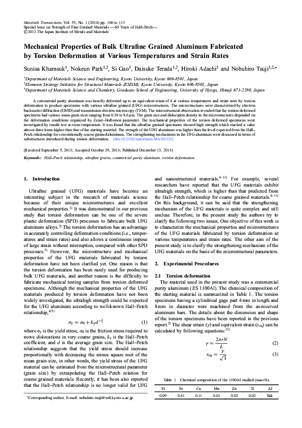 (PDF) Mechanical Properties of Bulk Ultrafine Grained Aluminum ...