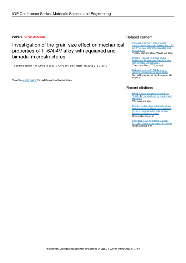 (PDF) Investigation of the grain size effect on mechanical properties ...