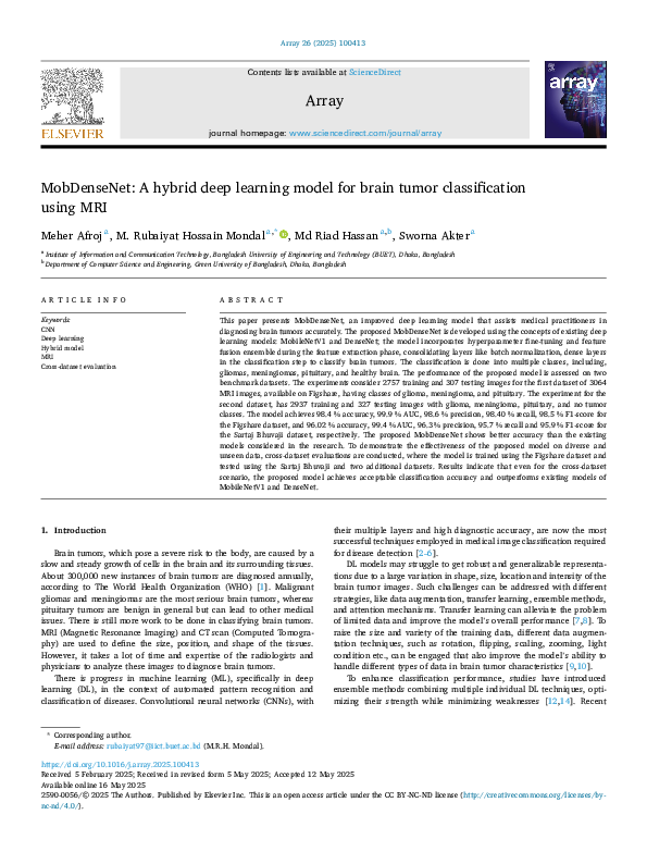 (PDF) MobDenseNet: A hybrid deep learning model for brain tumor ...
