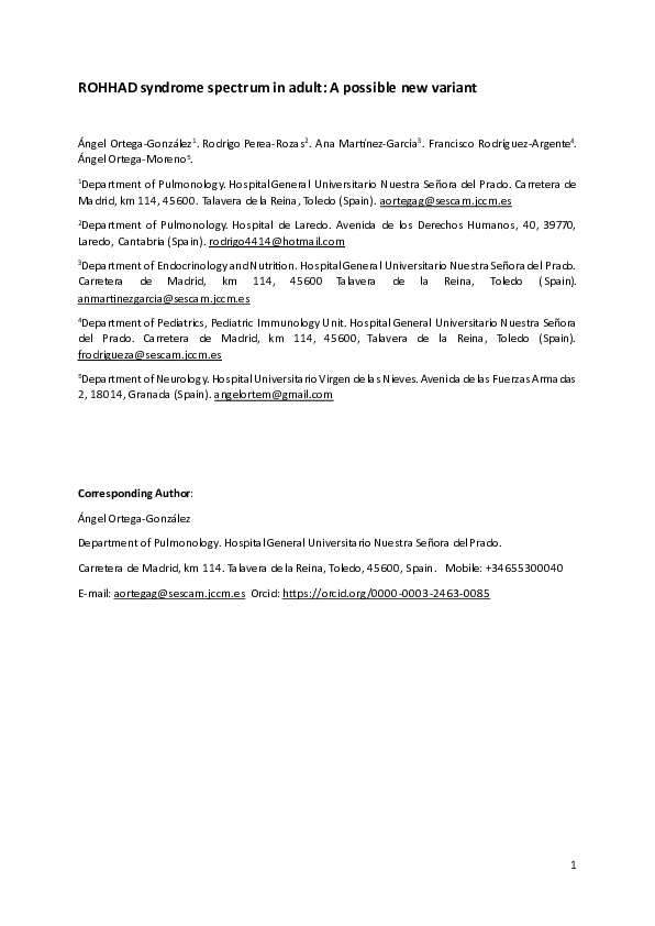 (PDF) ROHHAD syndrome spectrum in adult: A possible new variant