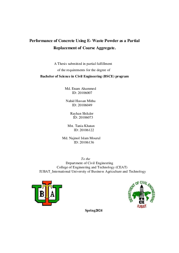 (PDF) Performance of Concrete Using E- Waste Powder as a Partial ...