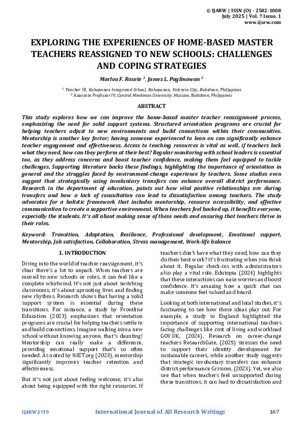 (PDF) EXPLORING THE EXPERIENCES OF HOME-BASED MASTER TEACHERS ...