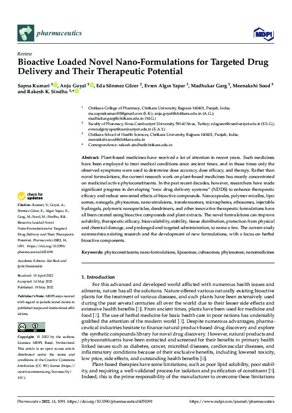 (PDF) Bioactive Loaded Novel Nano-Formulations for Targeted Drug ...