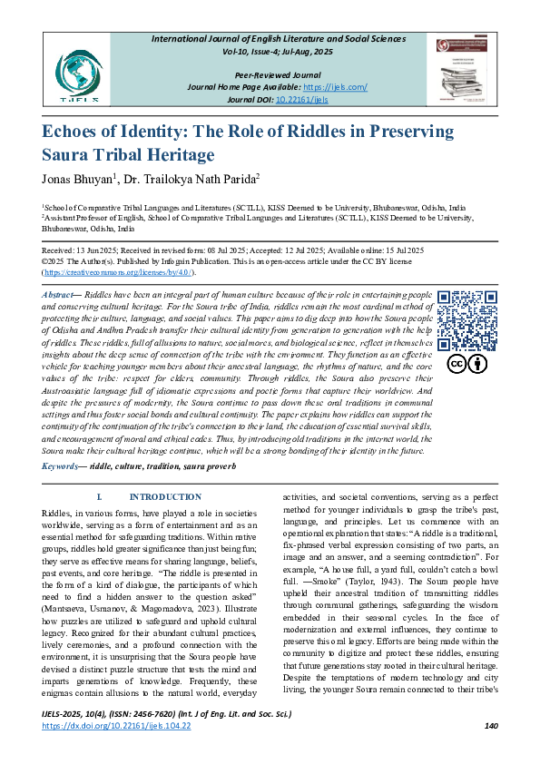 (PDF) Echoes of Identity: The Role of Riddles in Preserving Saura ...