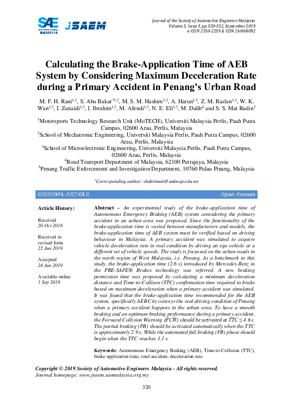 (PDF) Calculating the Brake-Application Time of AEB System by ...