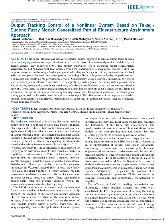 (PDF) Output Tracking Control of a Nonlinear System Based on Takagi ...