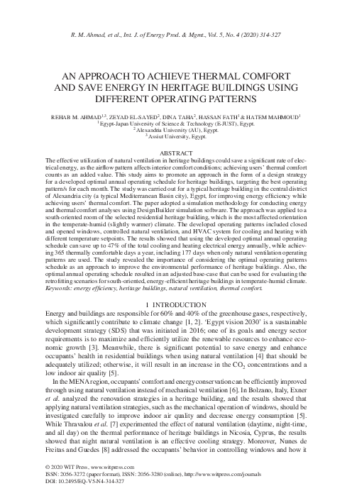 (PDF) An approach to achieve thermal comfort and save energy in ...