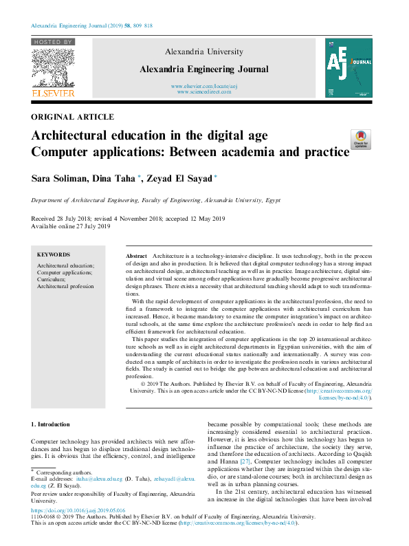 (PDF) Architectural education in the digital age