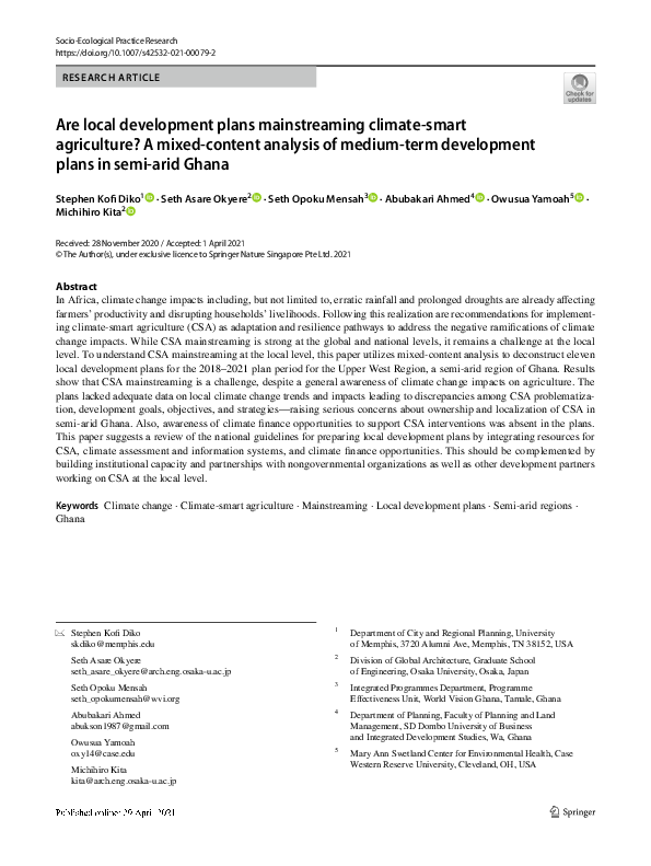 (PDF) Are local development plans mainstreaming climate-smart ...