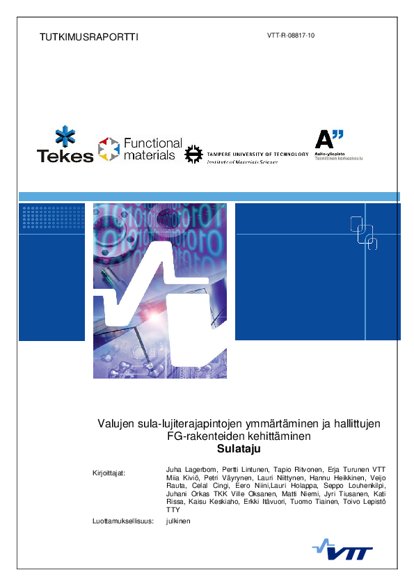 (PDF) Valujen sula-lujiterajapintojen ymmärtäminen ja hallittujen FG ...