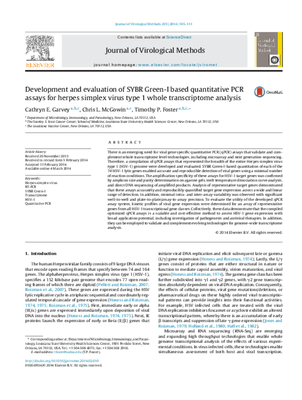 (PDF) Development and evaluation of SYBR Green I-based one-step real ...