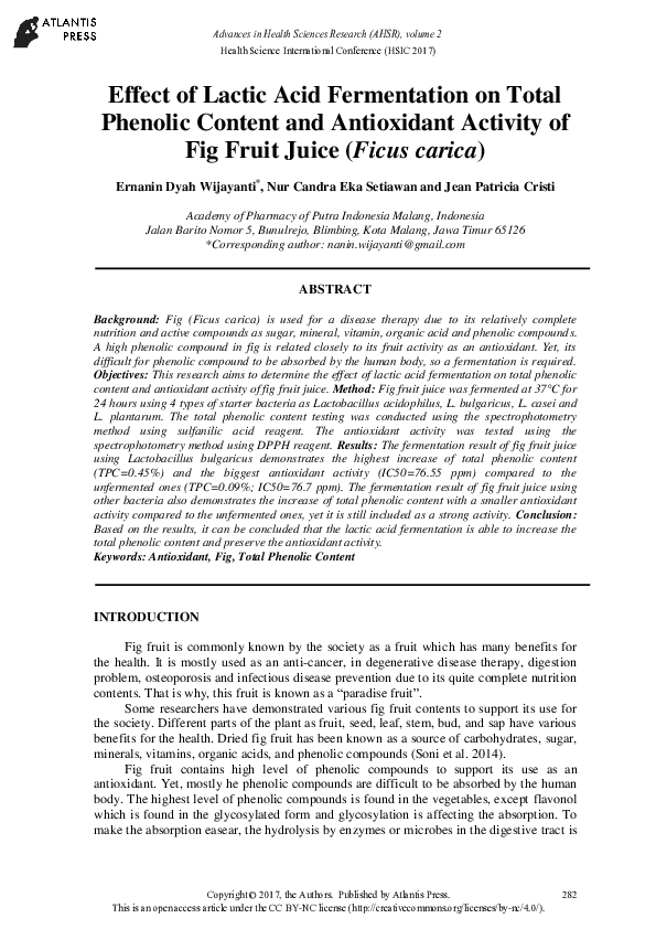 (PDF) Effect of Lactic Acid Fermentation on Total Phenolic Content and ...