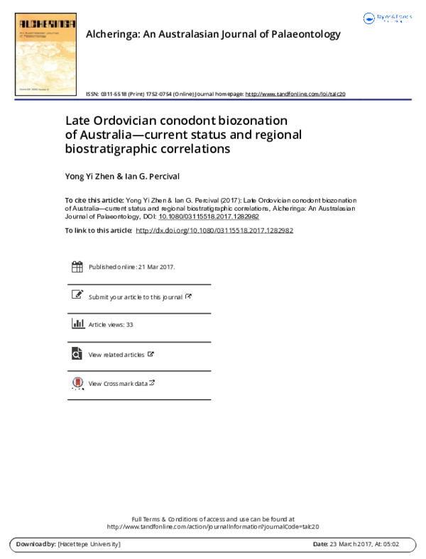 (PDF) Late Ordovician conodont biozonation of Australia—current status ...