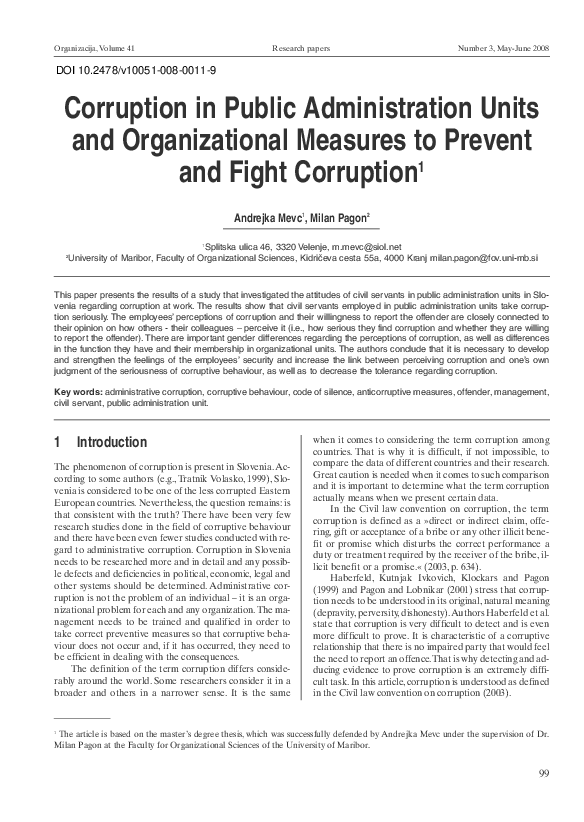 (PDF) Corruption in Public Administration Units and Organizational ...