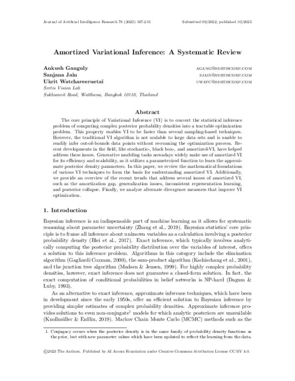 (PDF) Amortized Variational Inference: A Systematic Review