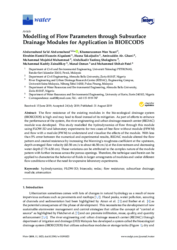 (PDF) Modelling of Flow Parameters through Subsurface Drainage Modules ...