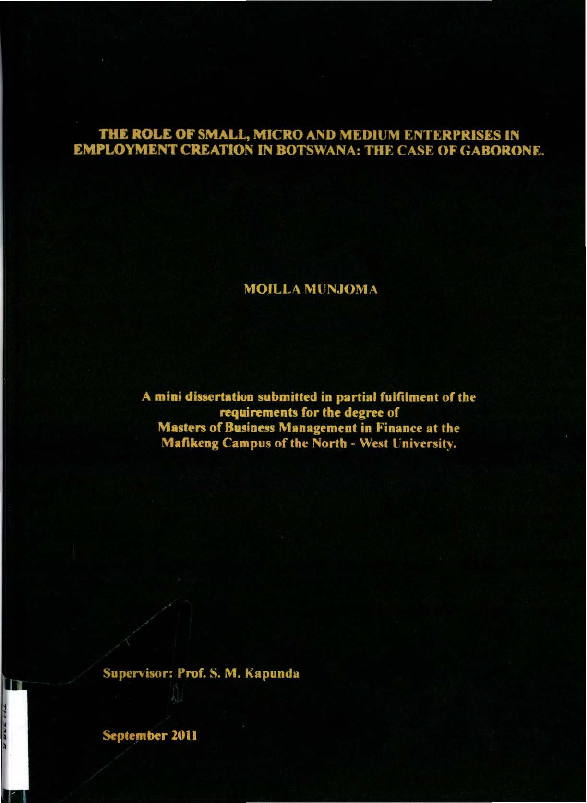 (PDF) The role of small, micro and medium enterprises in employment ...