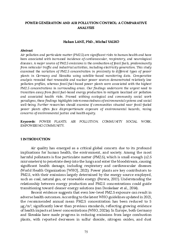 (PDF) POWER GENERATION AND AIR POLLUTION CONTROL: A COMPARATIVE ANALYSIS