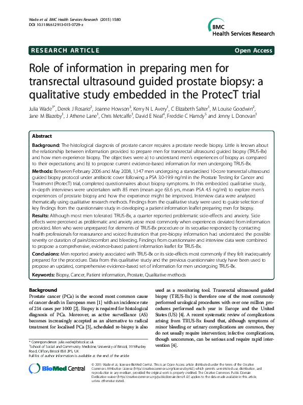 (PDF) Role of information in preparing men for transrectal ultrasound ...