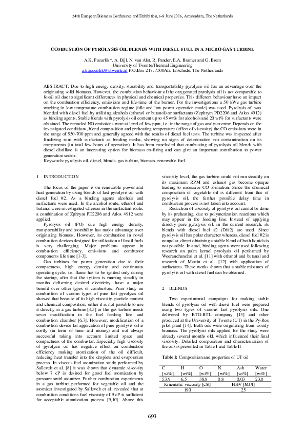 (PDF) Combustion of pyrolysis oil blends with diesel fuel in a micro ...