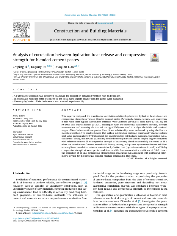 (PDF) Analysis of correlation between hydration heat release and ...