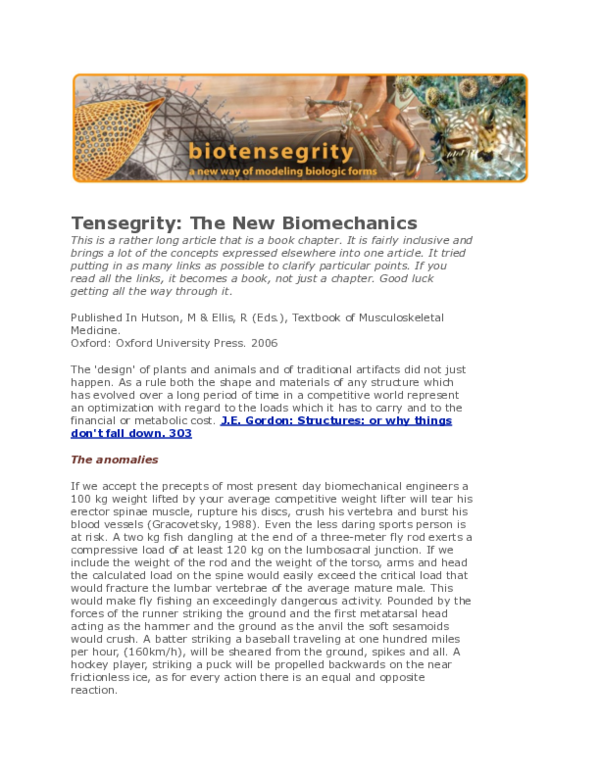 (PDF) Tensegrity: the new biomechanics