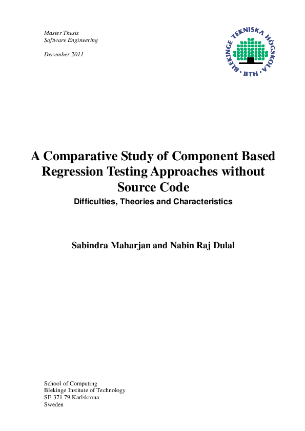 (PDF) A Comparative Study of Component Based Regression Testing ...
