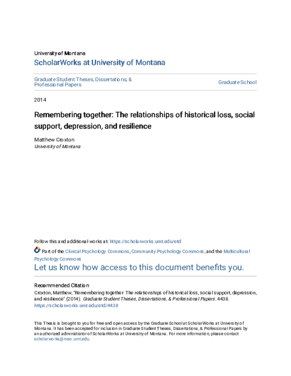 (PDF) Remembering together: The relationships of historical loss ...