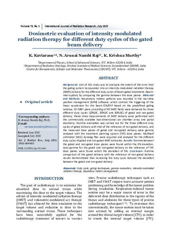 (PDF) Dosimetric evaluation of intensity modulated radiation therapy ...