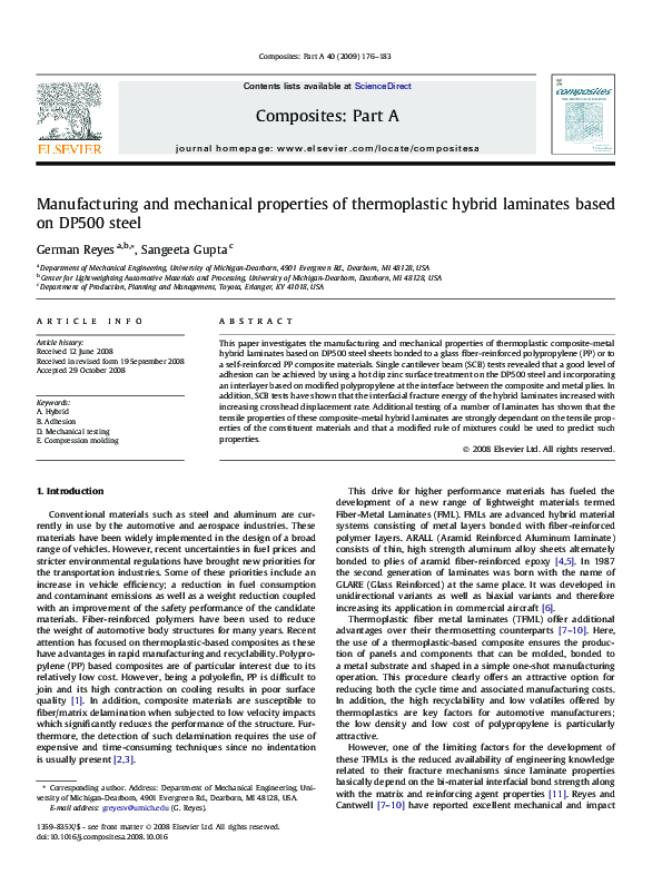 (PDF) Manufacturing and mechanical properties of thermoplastic hybrid ...
