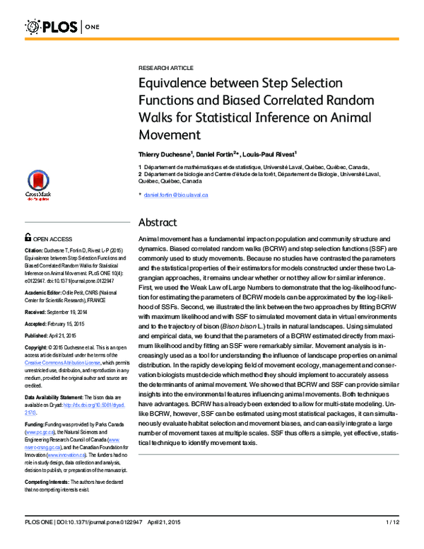 (PDF) Equivalence between Step Selection Functions and Biased ...