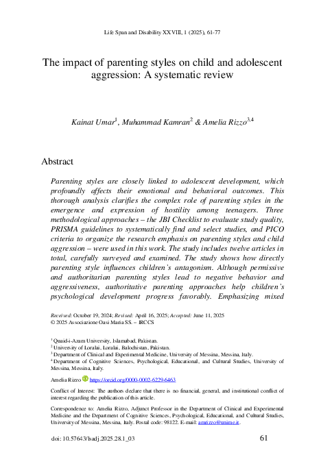(PDF) The impact of parenting styles on child and adolescent aggression ...