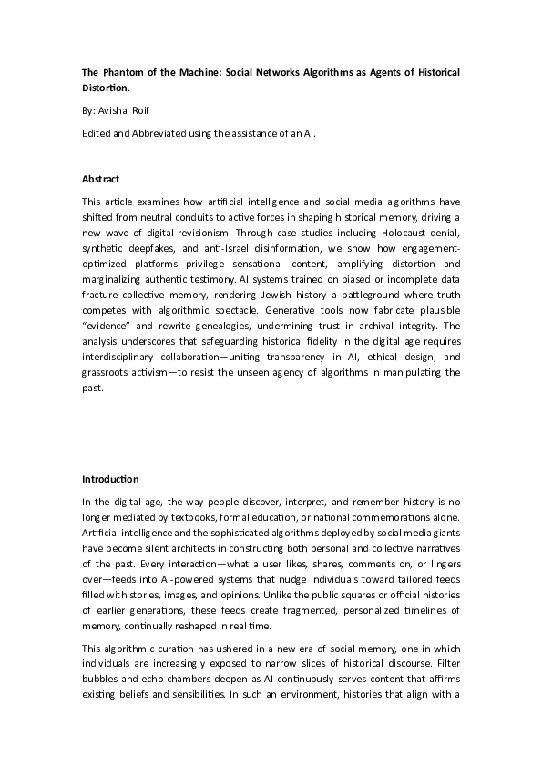 (PDF) The Phantom of the Machine: Social Networks Algorithms as Agents ...