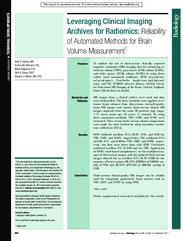 (PDF) Leveraging Clinical Imaging Archives for Radiomics: Reliability ...