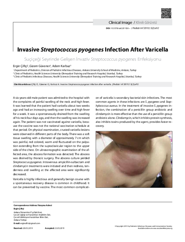 (PDF) Invasive Streptococcus pyogenes Infection After Varicella