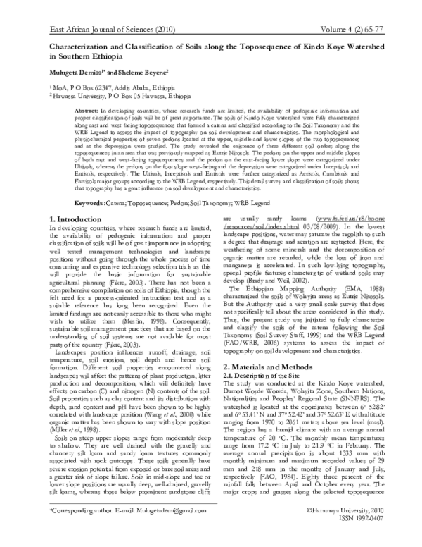 (PDF) Characterization and Classification of Soils along the ...