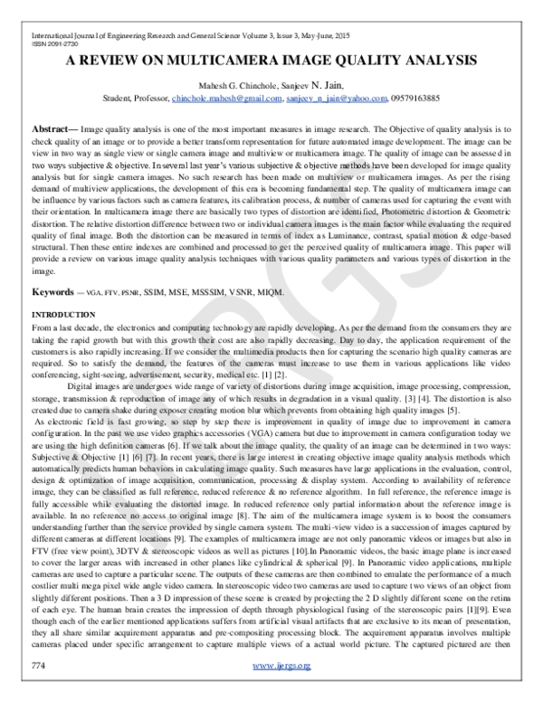 (PDF) A Review on Multicamera Image Quality Analysis