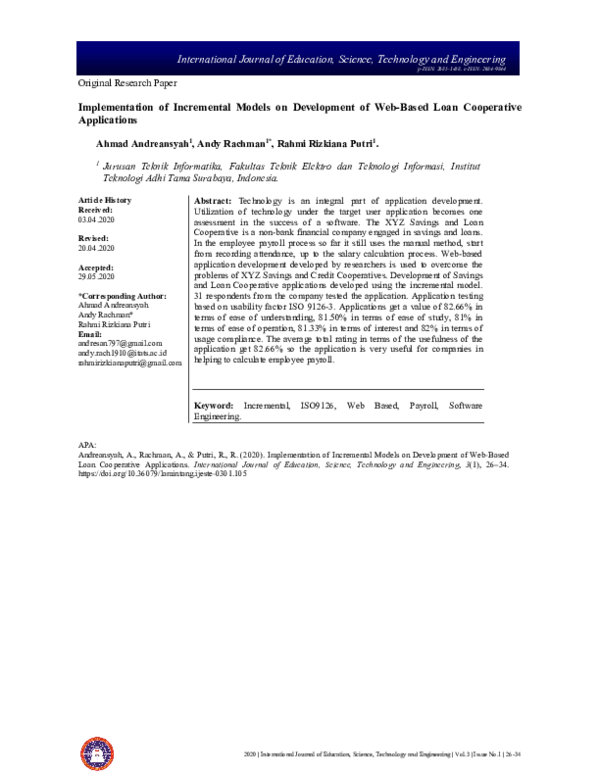 (PDF) Implementation of Incremental Models on Development of Web-Based ...