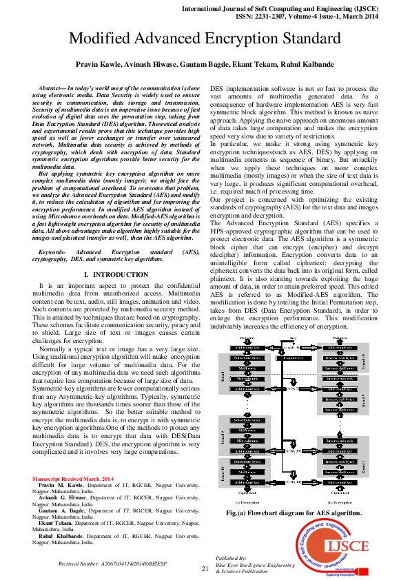 (PDF) Modified Advanced Encryption Standard