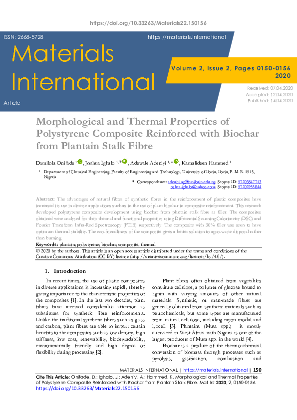 (PDF) Morphological and Thermal Properties of Polystyrene Composite ...