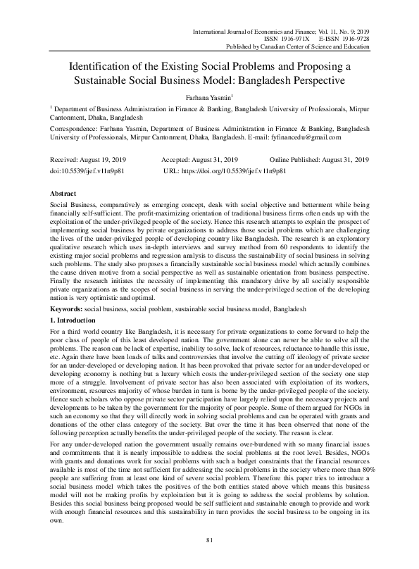 (PDF) Identification of the Existing Social Problems and Proposing a ...