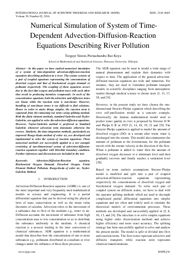 (PDF) Numerical Simulation of System of Time-Dependent Advection ...