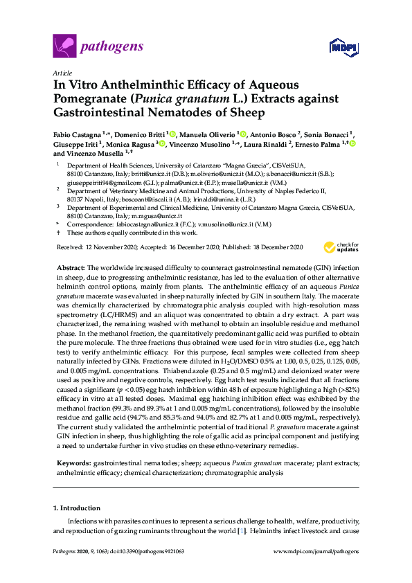 (PDF) In Vitro Anthelminthic Efficacy of Aqueous Pomegranate (Punica ...
