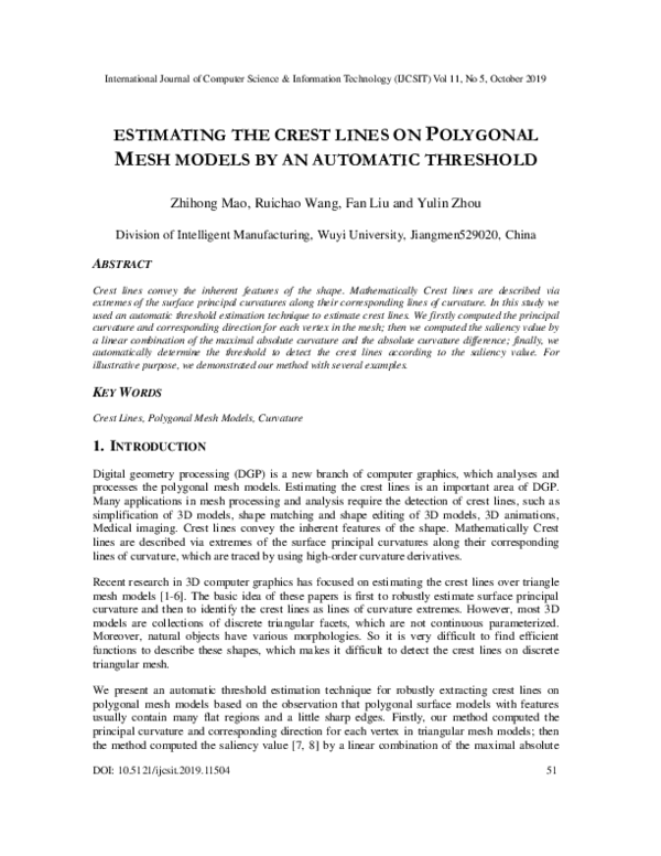 (PDF) Estimating the Crest Lines on Polygonal Mesh Models by an ...