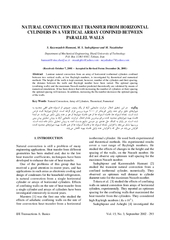 (PDF) Natural Convection Heat Transfer from Horizontal Cylinders in a ...