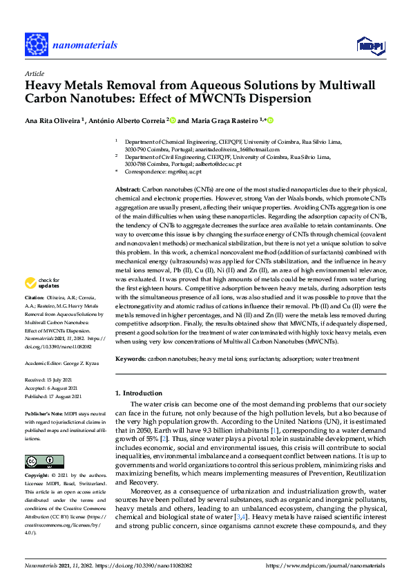 (PDF) Heavy Metals Removal from Aqueous Solutions by Multiwall Carbon ...