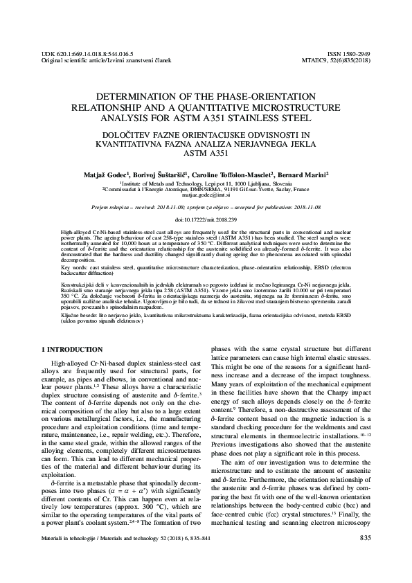 (PDF) Determination of the phase-orientation relationship and a ...